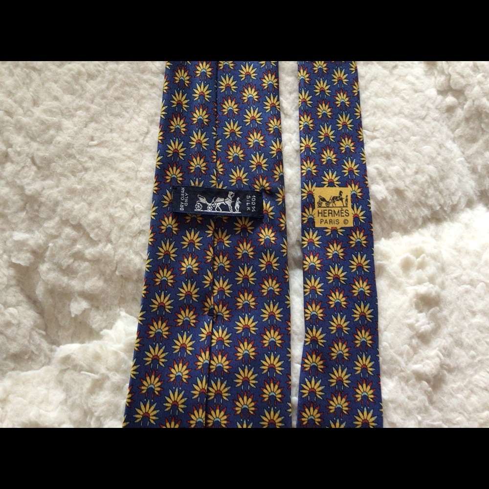 Hermes Authentic 100% Silk Soie Mens Tie Made in France 7398 PA - Picture 9 of 12